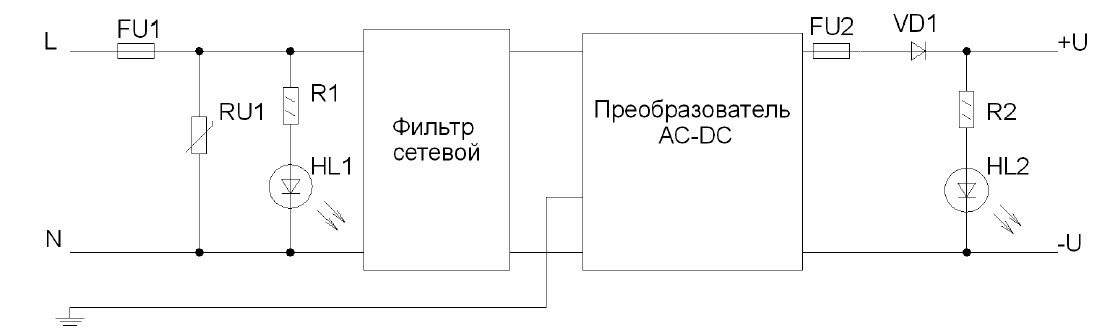 Схема электрическая блока БП-30-2к 